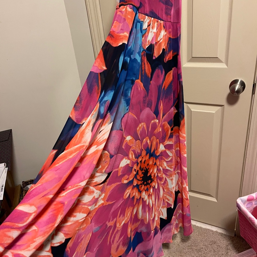 A beautiful flowing INC printed chiffon maxi dress